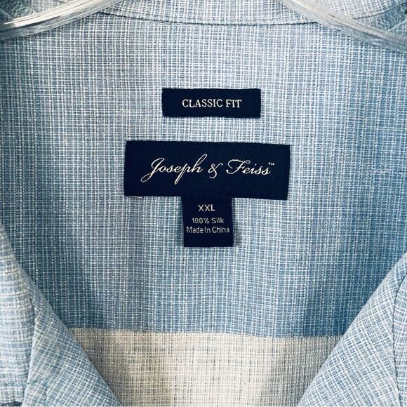 Joseph & Feiss Men's Hawaiian button down 100% silk Blue XXL with floral… - Picture 2 of 7